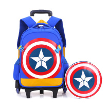 New America Captain Pupil schoolbag Boys 1-3-6 three-wheeled stair childrens schoolbag