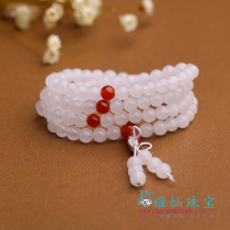 Yao Chan white Agate bracelet 108 Buddha beads multi-layer hand string men and womens multi-ring crystal mascot