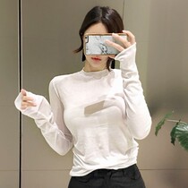 That day hair South Korea 2021 autumn CT223 sexy show thin basic white long sleeve micro T-shirt