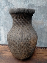 Folk collection of willow vine fish basket grain pieces and cash-box cupboard displays folk collection old objects