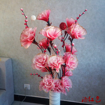 High-end simulation flower set living room floor leaf vein dried flower interior decoration flower big peony mixed flower arrangement flower art