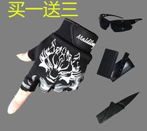 Mens riding camouflage half finger gloves sports fitness training breathable handsome leak finger non-slip tactical gloves driving