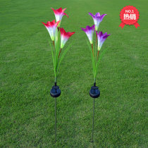 3 heads solar lily lamp LED simulation flower lamp Outdoor decorative lawn lamp 3 lilies lamp