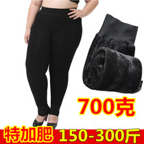 Autumn and winter fat plus size leggings 300 pounds fat m plus velvet trousers thicken foot extra large size one-piece warm pants