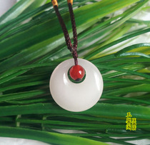 Natural jade white Ping An buckle pendant white womans pendant 7 New Years Eve gift to girlfriend