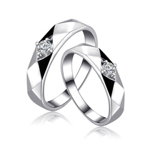 Schlove couple ring diamond ring Men and women a pair of sterling silver platinum plated jewelry Japan and South Korea simple student tail ring