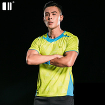 (Quick-drying type)single and double badminton clothes mens quick-drying T-shirt round neck sports shirt short sleeve jersey group purchase