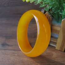 Xinjiang gold silk jade bracelet white jade Hetian jade natural A goods sheep fat jade grade topaz widened womens bracelet