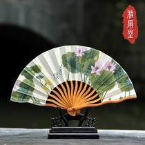 Fan folding fan Chinese style womens summer lotus small portable folding fan Ancient style cheongsam mini dragon fan