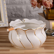 Jingdezhen ceramic modern large ashtray living room ornaments fashion high-end gold gold style ashtray