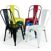 American Iron Art Dining Chair Casual Cafe Chair Retro Computer Backrest Round Chair Color Metal Iron Leather Navy Chair