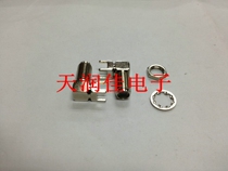 RF coaxial connector SMA-KWE14 Bud 20 long extended female head bent 90 degree insert plate outer teeth nickel plated