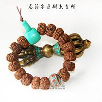 Tibetan Secret Square Buddha Beads 16 Vajra Bodhi 5-petal 16mm bracelet string with turquoise Buddha head Bodhi root