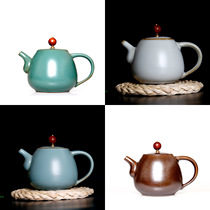 Ming Dao Shangpin coarse pottery painted pottery high pot Ru kiln kung fu tea set ceramic large anti-scalding teapot Ru porcelain tea maker