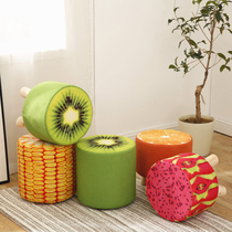 Solid wood fabric fruit shoe stool watermelon corn flannel small round stool modern simple living room coffee table all-match