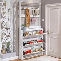 Shoe cabinet with hanger ultra-thin 17cm simple door space-saving door home wooden living room tipping cabinet