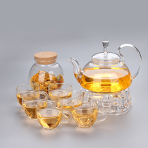 Thickened heat-resistant glass teapot set Fruit tea pot Transparent filter Flower tea cup Tea set can be heated