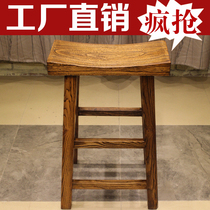  Old Elm household bar stool Solid wood Chinese high bar stool Retro high foot stool bar log high stool retro
