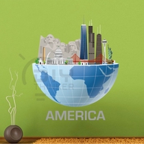 American urban landmark landmark sculpture wall sticker living room bedroom classroom window decoration removable