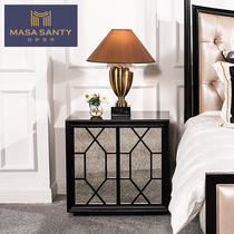 American light luxury bedside table solid wood mirror master bedroom locker bedside storage cabinet retro furniture can be customized