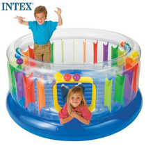 INTEX children children inflatable thick jumping jumping trampoline Toy Game House ball pool with guardrail round outdoor