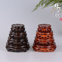 Ebony wood carving red sandalwood round base antique vase solid wood base teapot tea set strange stone wooden support shelf
