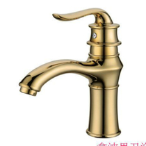 Golden single to single-hole hot and cold water-mixing classical surface basin tap antique bath cabinet tap with pori 2102