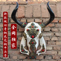 Tibet copper-clad yak skull wall-mounted decorations Store characteristics handicraft decoration gifts lucky town house