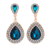 Fashion jewelry European and American retro court earrings Full diamond crystal gem inlaid water drop earrings Earrings jewelry women