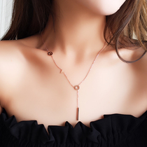 Korean letter love necklace female tide Net red 18K rose gold temperament does not fade titanium steel choker Wild