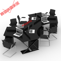 Black 6-person staff desk chair Three-person combination screen Six-person work station 5-person work desk Computer desk