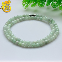 A cargo ice glutinous species 5MM jadeite jade bead necklace handmade mens and womens high-end sweater chain lanyard