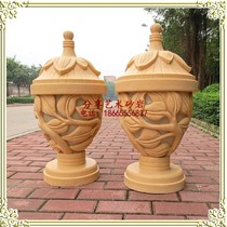 Artificial sandstone relief round sculpture sandstone lamps hotel courtyard club Garden District decoration leaves light transparent lighting