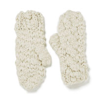 100% UK Imports WOMENS BIG Knitted Women's Gloves Cream Spot