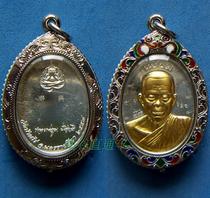 Thai Buddha brand genuine Dragon pokun real gold veneer silver self model: 90 years old commemorative enamel silver shell