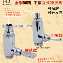 Copper vertical foot flush valve squatting toilet stool flush valve hand-press straight foot valve flush delay valve