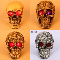 Five children fight for blessing hair light skull Halloween bar haunted house horror decoration props tricky toy Glowing Skull