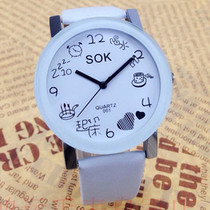 Korean fashion watch female student trend Ultra-thin simple white fresh personality casual big digital quartz mens watch