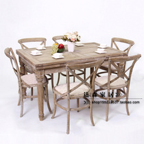 European style vintage solid wood can pull oak table beautiful French Mediterranean telescopic multifunctional rectangular dining table