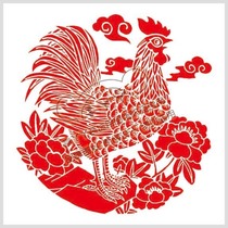 CH204 Rooster Peony Xiangyun Paper-cut Rich as clouds Self-adhesive window grille screening Housewarming opening Spring Festival decoration