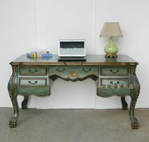 European American country desk Mediterranean antique painted furniture Vintage laptop writing desk 0096