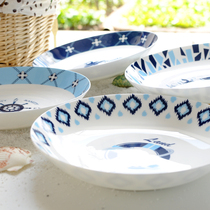 Good looking bone china plate set combination household dish deep plate steamer soup plate Nordic ceramic round dish