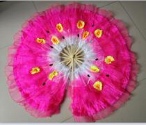 New with sequin four-layer yarn 360 degrees rain double-sided flower fan dance fan chanting Lotus fan round fan