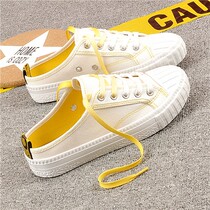 Hong Kong 2020 summer new flat canvas shoes womens half slippers womens heel-free wild one-pedal lazy man