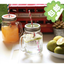  Special Price Creative Transparent Glass Cups Tea Drinking Water Cup with cover Idea Mason bottle of lemon mug tea cup