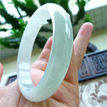 58 ring of mouth Old pit ice moisturizing light green wide side positive dress jade bracelet Myanmar natural A goods emerald bracelet with certificate 4988