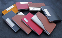 Hongchuang ultra-thin fashion card holder men and women business card holder stainless steel imitation leather business card box