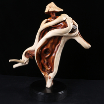 Natural follow-type Taihang carving cliff root carving ornaments Buddha statue Dharma boutique wood carving crafts