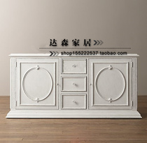 Foreign trade French American solid wood white old TV cabinet European neoclassical villa TV cabinet audio-visual cabinet