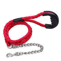 1 2m Universal Pet Traction Rope Teddy Small Dog Big Golden Retriever Dog Nylon Metal Chain Rubber Handle